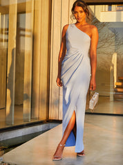 One-Shoulder Bodycon Dress in Blue