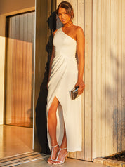 One-Shoulder Bodycon Dress in White