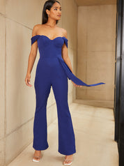 Bardot Style Jumpsuit in Blue