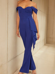 Bardot Style Jumpsuit in Blue