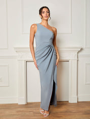 One Shoulder Maxi Dress in Sage Green