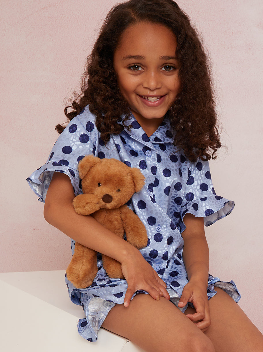 Girls Spot Print Pyjama Short Set in Blue