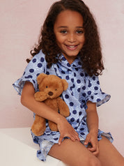 Girls Spot Print Pyjama Short Set in Blue