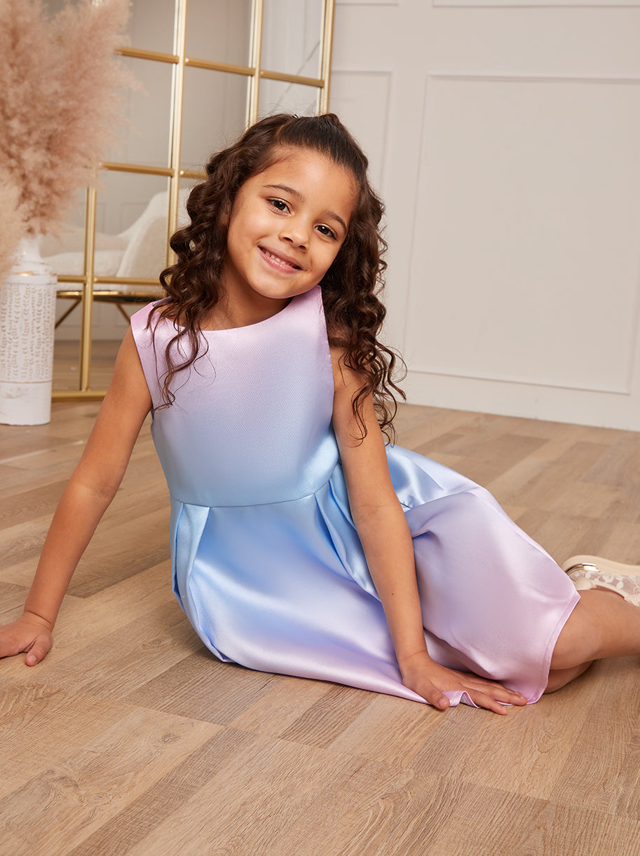 Younger Girls Ombre Sleeveless Midi Dress in Blue