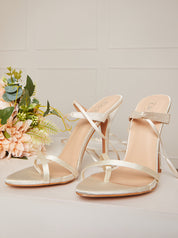 High Heel Lace-Up Sandals in Cream