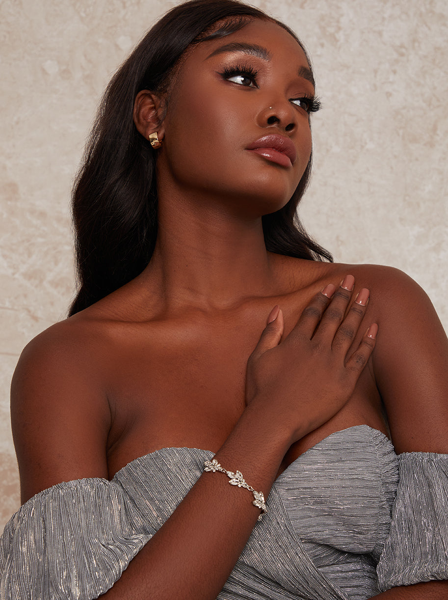 Gemstone Encrusted Bracelet in Silver